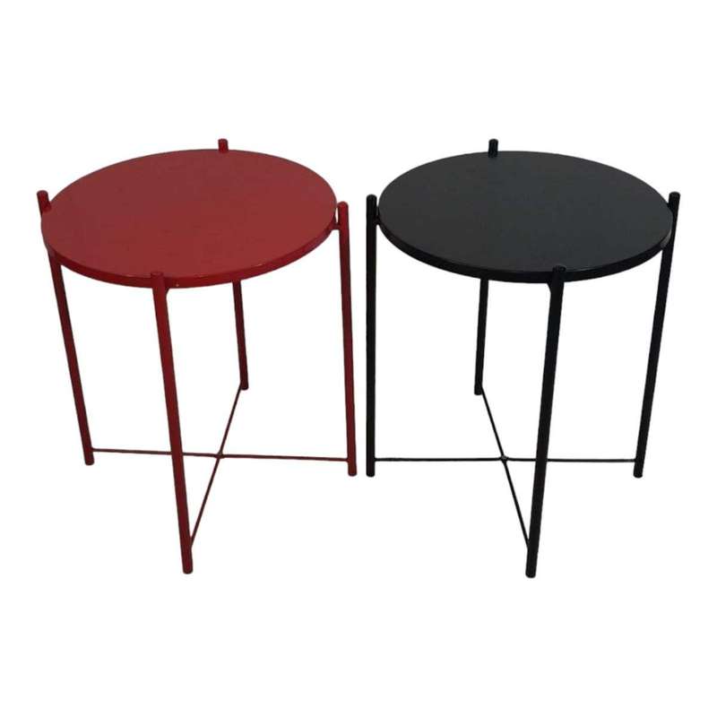 SMTE- Round Occasional Coffee Table Set of 2 - Red And Black with keychain