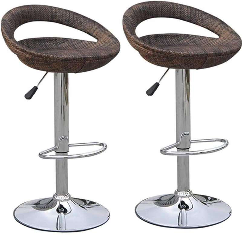 SMTE Bar / Kitchen Counter Stools - 2 Pack - Rattan Wicker- Dark Brown Colour with keychain