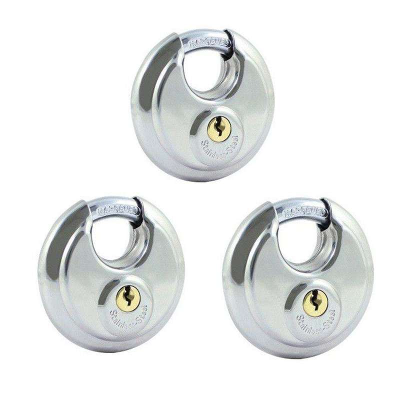 SMTE 3 x Padlock Diskus Type - 70mm Pad Lock with keychain