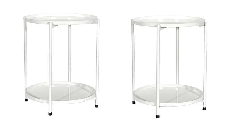 SMTE 2 x White Metal Coffee Table with keychain