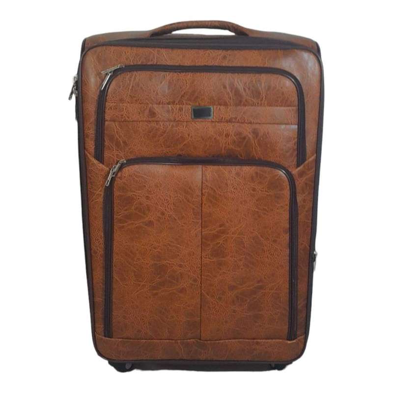 SMTE - Stylish Luggage Bag 1PC PU Leather Travel Suitcase - Light Brown - 65 cm with keychain