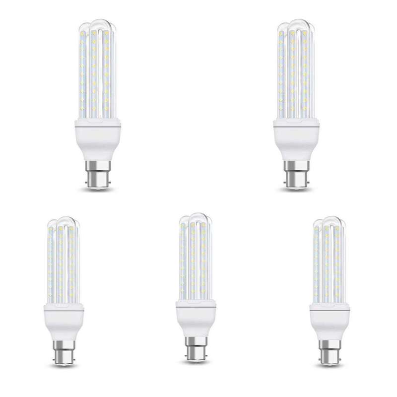 SMTE 5 Pack - B22 12W LED Corn Light Bulb (Cool White) with keychain