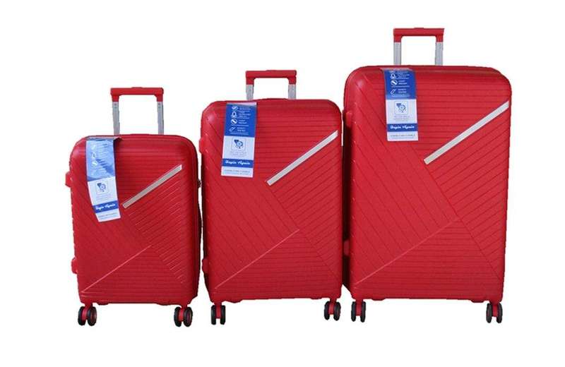 SMTE Red 3-Piece Hard Shell PP Luggage Set - Spinner Wheels - Combination Lock with keychain