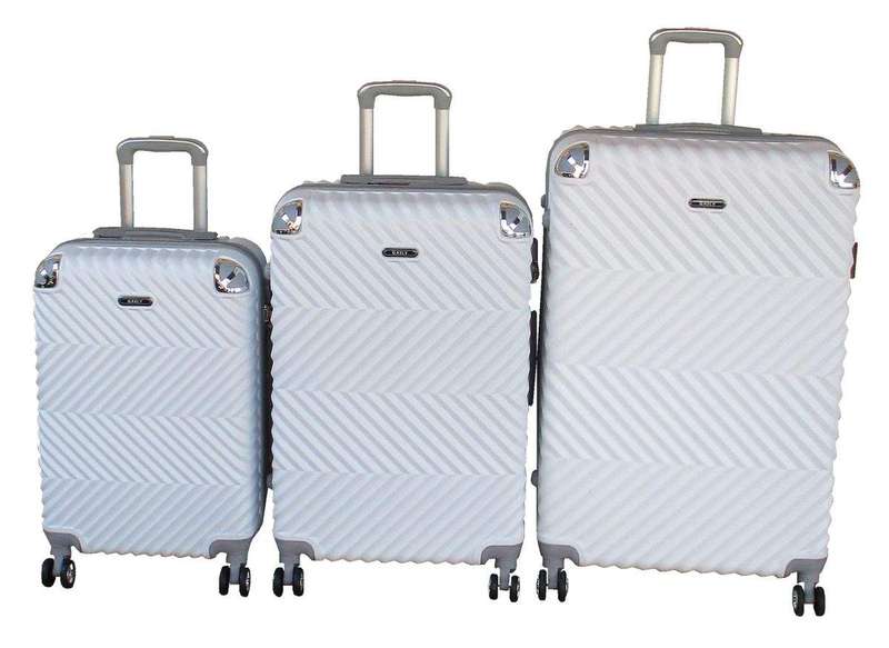 SMTE GAILY 3-PCS White ABS Hardside Luggage Set Spinner Wheels&Combination Lock with keychain