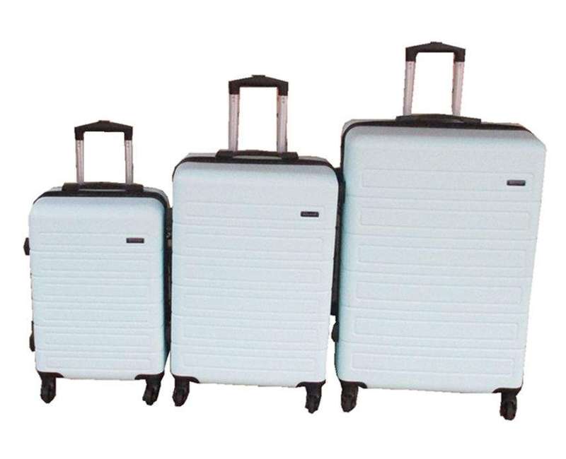 SMTE 3-Piece White ABS Luggage Set with Spinner Wheels and Nested Design with keychain