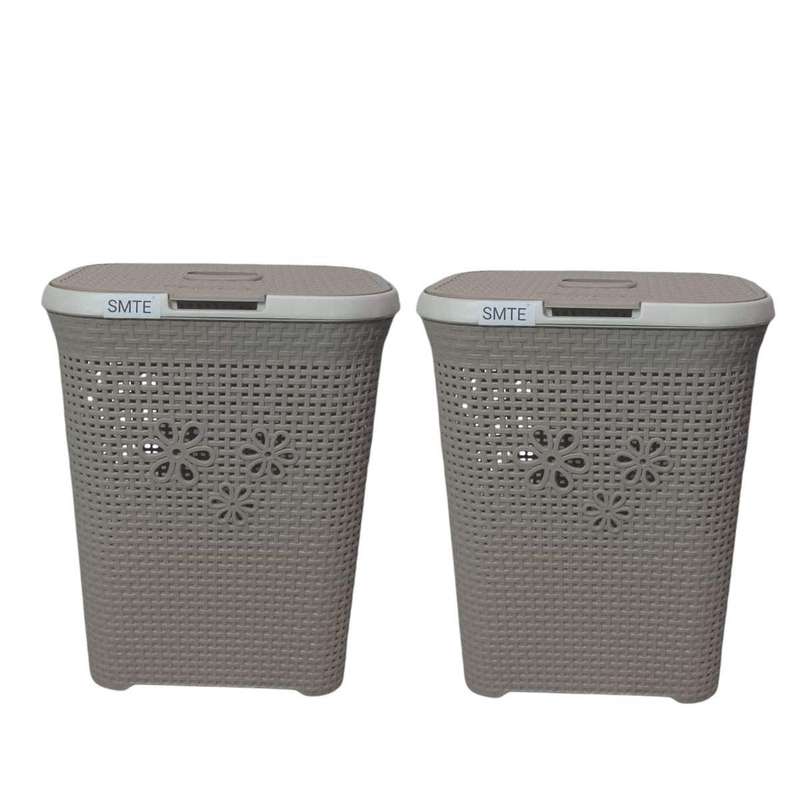 Smte FreshFold Laundry Basket - White - Set of 2 - Cream with keychain