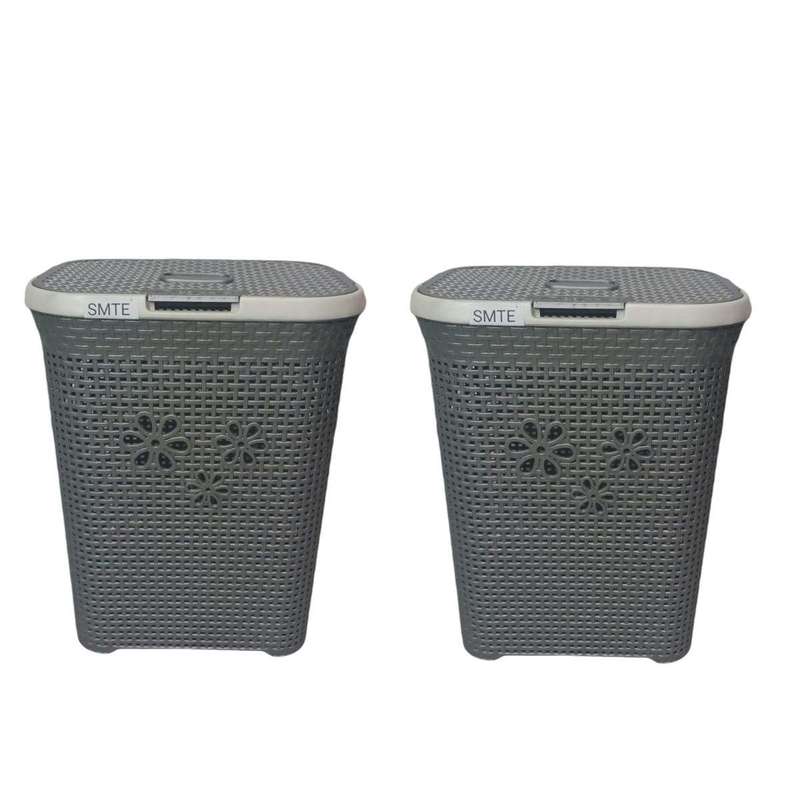 Smte FreshFold Laundry Basket - White - Set of 2 - Grey with keychain