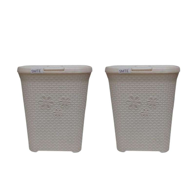 Smte FreshFold Laundry Basket - White - Set of 2 - White with keychain