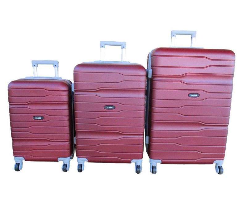 SMTE Red 3-Piece Hard-Shell ABS Luggage Set with Spinner Wheels & Built-In Locks with keychain