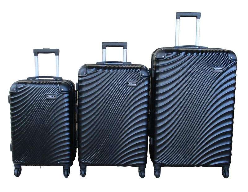 SMTE 3 Piece Travel 30-Inch Luggage Suitcase Bag Set - Stylish - Black with keychain