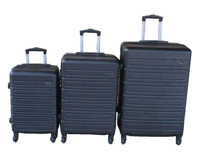 SMTE Black 3-Piece ABS Hard Shell Luggage Set Spinner Wheels&Telescoping Handles with keychain