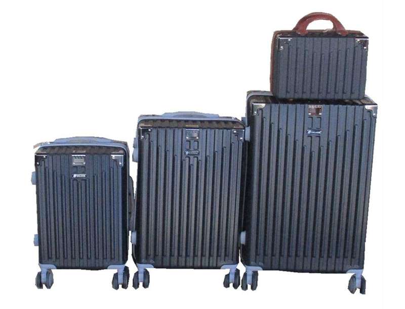 SMTE ABS Hard-Shell, Spinner Wheels Trolley Luggage Set - 4-Piece - Black with keychain