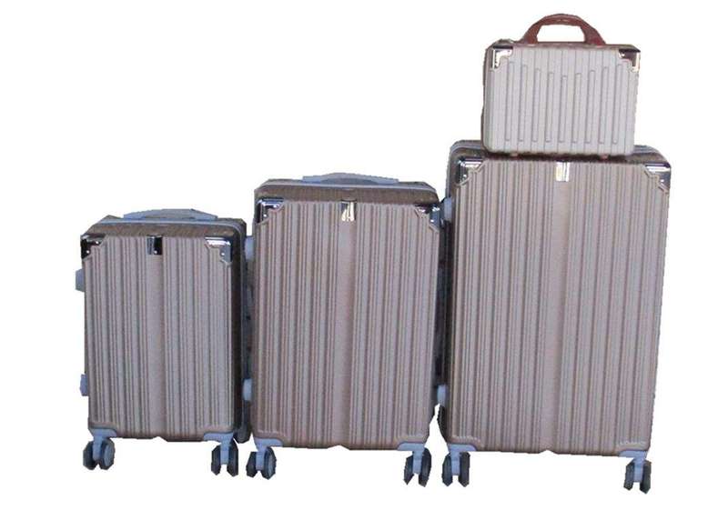 SMTE Hardside ABS Spinner Luggage Set - Gold - 4-Piece with keychain