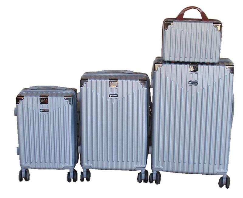 SMTE GALAXIA Hard-Shell Luggage Set with Spinner Wheels - Silver - 4-Piece with keychain