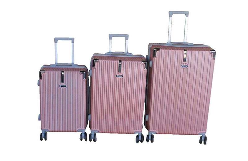 SMTE GALAXIA ABS Durable & Lightweight Hardside Spinner Luggage Set - 3-Piece - Rose Gold with ke...
