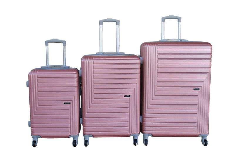 SMTE 3 Piece Elegant Rose Gold ABS Luggage Set Durable Lightweight with keychain