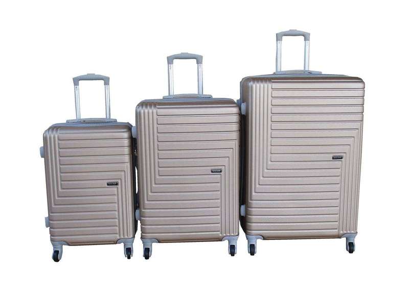 SMTE Gold 3-Piece ABS Luggage Set Locks,Spinner Wheels&Telescoping Handles. with keychain