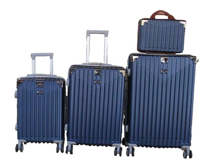SMTE Navy 4-Piece ABS Material Luggage Set with Spinner Wheels with keychain
