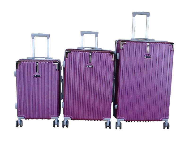 SMTE 3-Piece Purple ABS Hard-Shell Luggage Set with Spinner Wheels with keychain