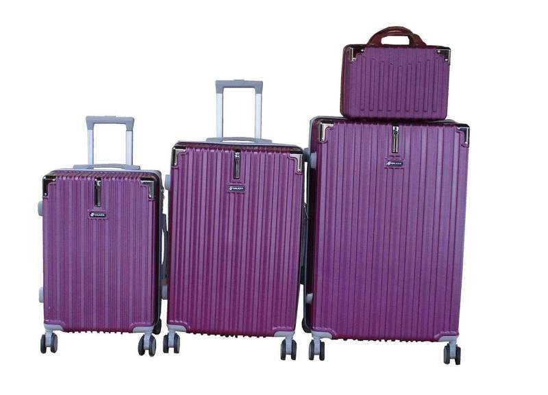 SMTE GALAXIA 4-Piece Purple ABS Luggage Set with Spinner Wheels with keychain