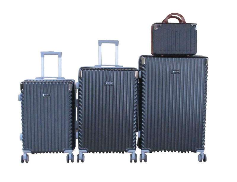 SMTE Durable Black 4-Piece ABS Luggage Set with Spinner Wheels with keychain