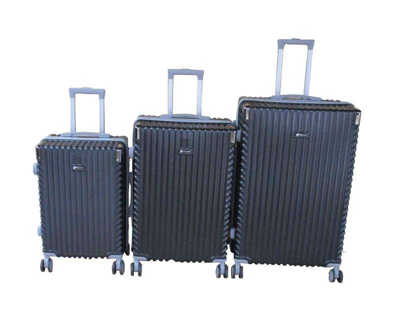 SMTE Premium ABS Hard Shell Spinner Luggage Set, Black-3 Piece Set with keychain