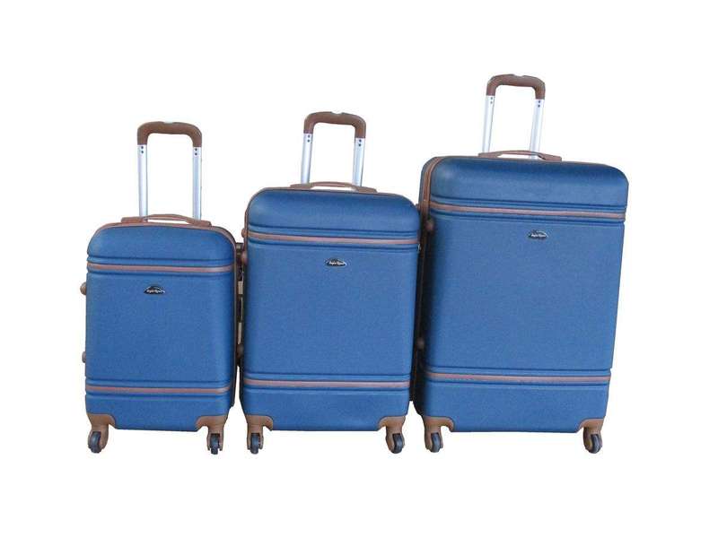 SMTE 3-Piece Travel Luggage Suitcase Bag Set - Stylish - Blue with keychain