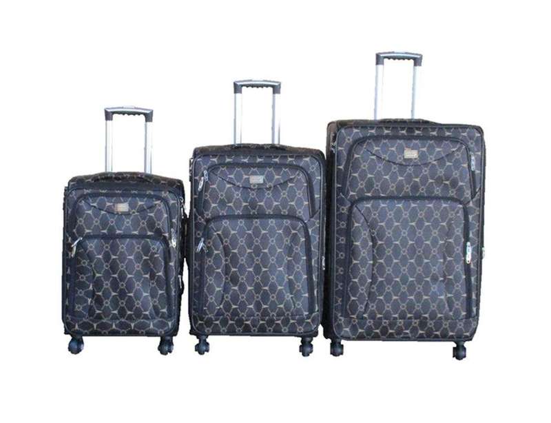 SMTE 3-Piece Expandable Trolley Luggage Set, Black, Spinner Wheels with keychain
