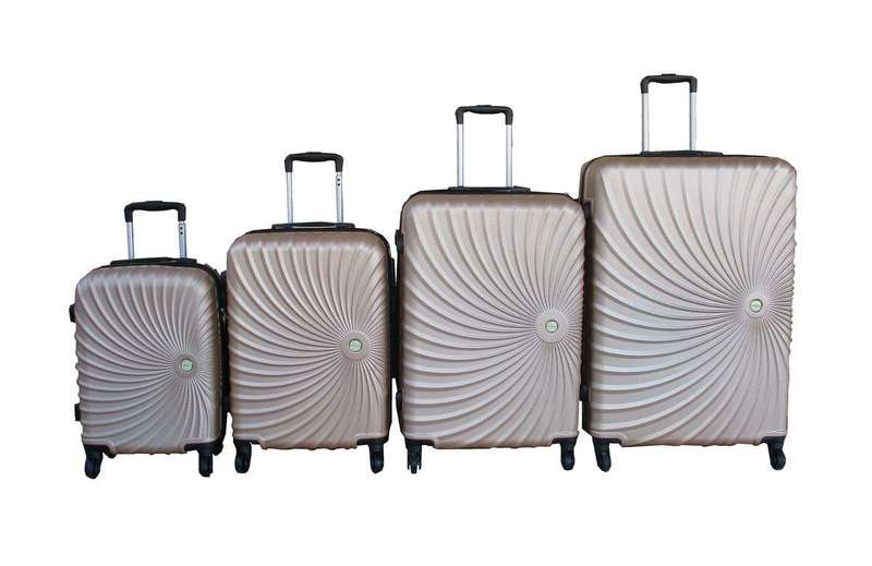 SMTE Goblin 4-Piece Hardside Luggage Set with Spinner Wheels - Champagne Gold with keychain