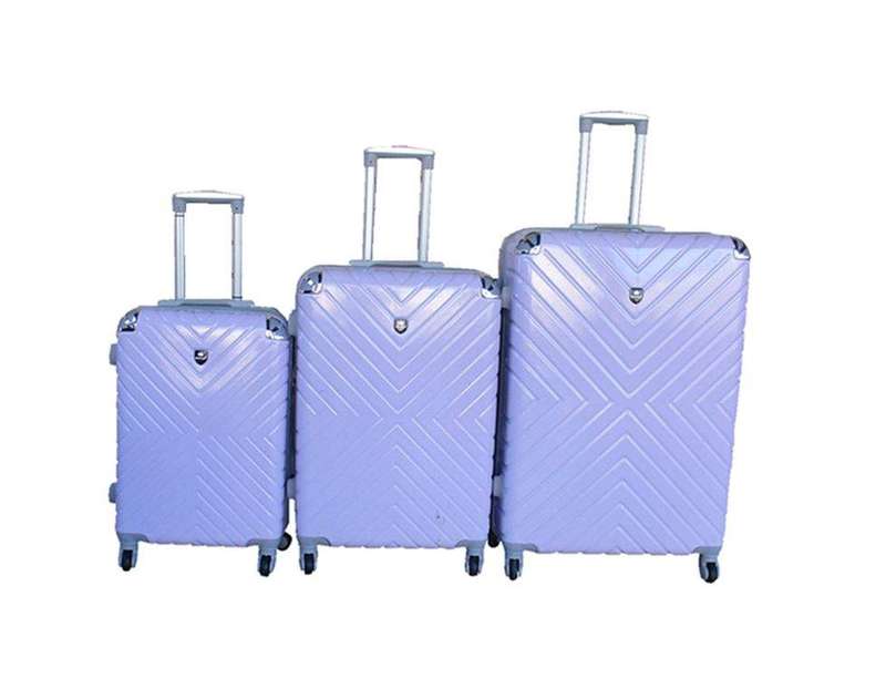 SMTE Blue Star 3-Piece Hardside Luggage Set with Spinner Wheels, Lavender with keychain