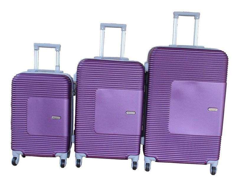 SMTE TOUGH 3-Piece Purple ABS Trolley Case Set with Spinner Wheels and Lock with keychain