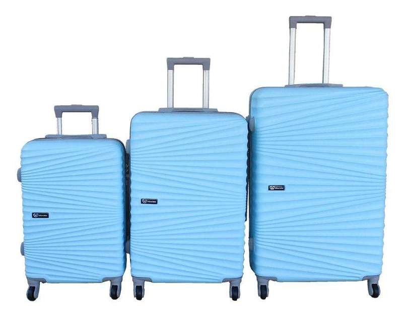 SMTE Sky Blue Luggage Set-3 Piece Spinner Suitcases TSA Lock Telescopic Handles with keychain
