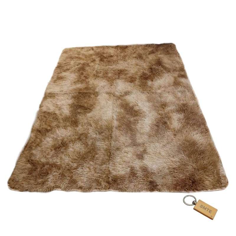 SMTE Luxurious Fluffy Carpet: Softness and Style for Your Space with Smte Keyring - Brown Mix wit...