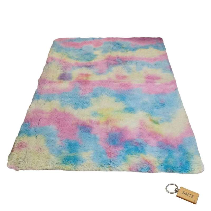 SMTE Luxurious Fluffy Carpet: Softness and Style for Your Space with Smte Keyring - Rainbow with ...