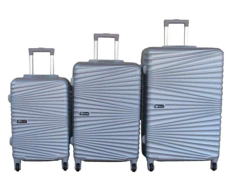 SMTE Travel Luggage Suitcase Bag Set-Stylish, and Convenient - 3 Piece - Silver with keychain