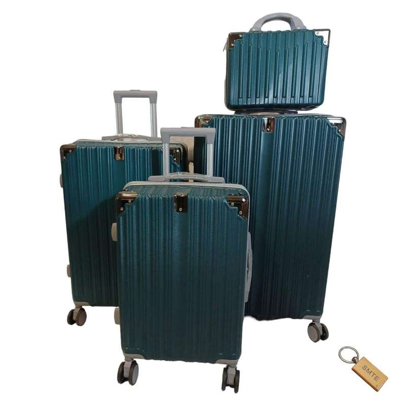 SMTE Deluxe Travel Luggage Set - GX4 and Smte Keyring - 4 Piece - Green with keychain