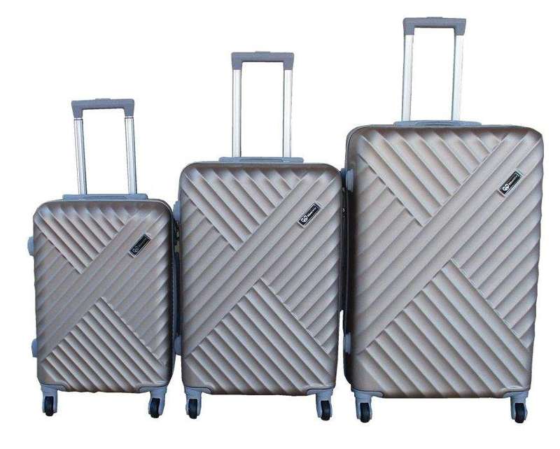 SMTE Travel Luggage Suitcase Bag Set-Stylish And Convenient 3-Piece - Gold with keychain