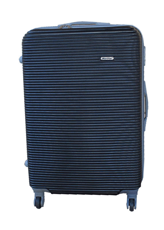 SMTE Blue Star 1 Piece Hard Outer Shell Luggage 24" - Black with keychain