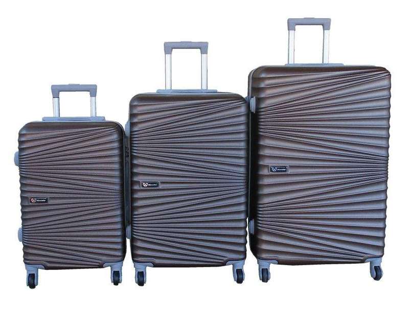 SMTE Travel Luggage Suitcase Bag Set-Stylish, and Convenient 3-Piece - Brown with keychain