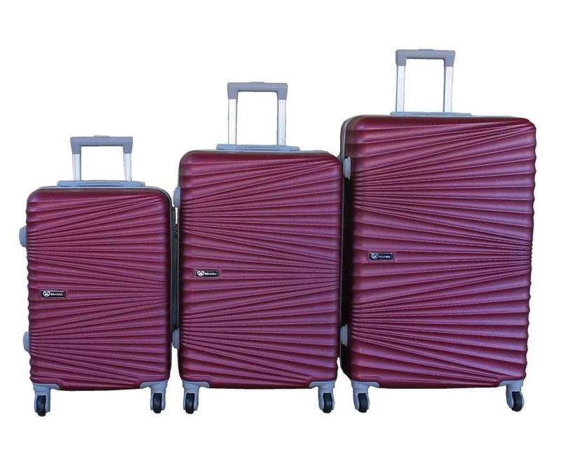SMTE 3-Piece Travel Luggage Suitcase Bag Set-Stylish, and Convenient - Maroon with keychain
