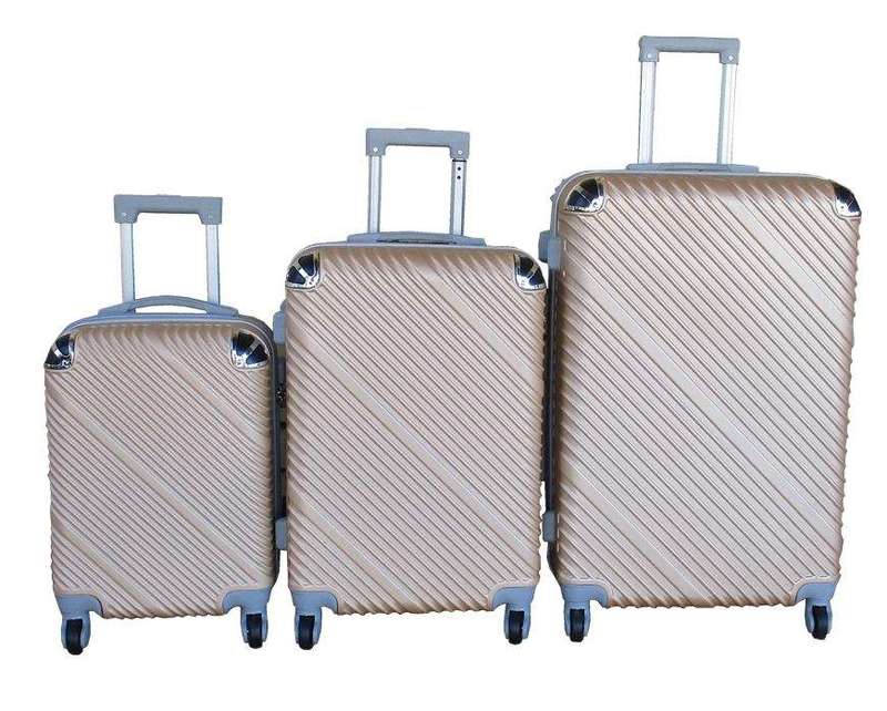 SMTE 3-Piece Travel Luggage Suitcase Bag Set-Stylish, and Convenient - Gold with keychain