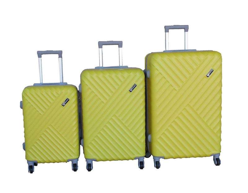 SMTE 3-Piece Travel Luggage Suitcase Bag Set-Stylish And Convenient - Yellow with keychain