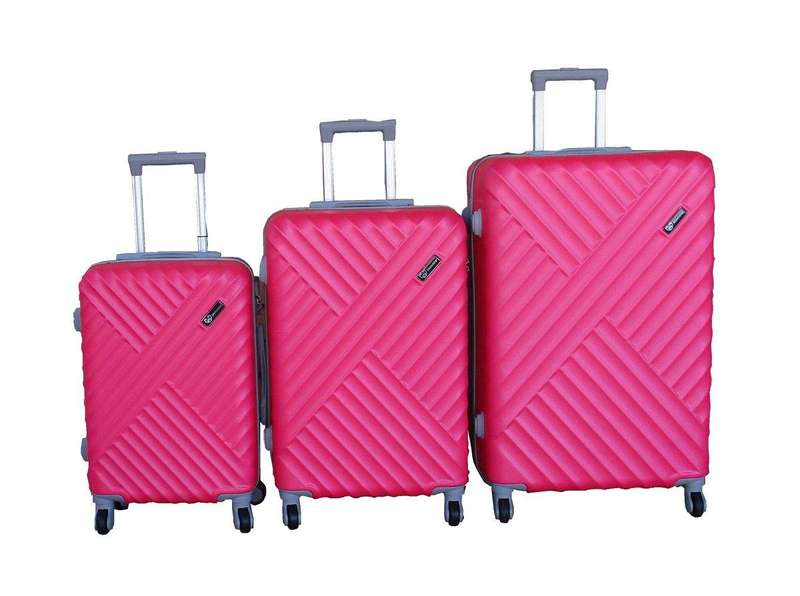 SMTE 3-Piece Travel Luggage Suitcase Bag Set-Stylish, And Convenient - Hot Pink with keychain