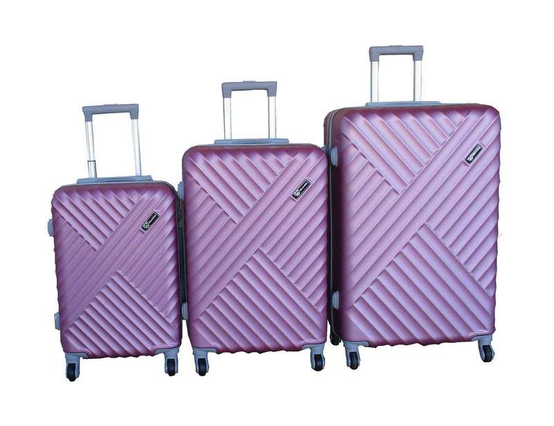 SMTE 3-Piece Travel Luggage Suitcase Bag Set-Stylish, and Convenient - Pink with keychain