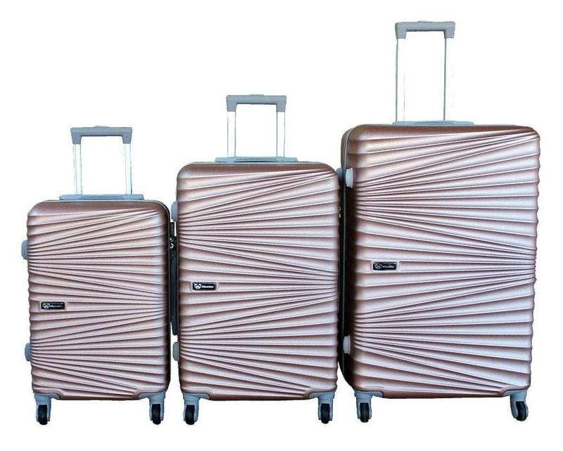 SMTE 3-Piece Travel Luggage Suitcase Bag Set-Stylish, and Convenient - Rose Gold with keychain
