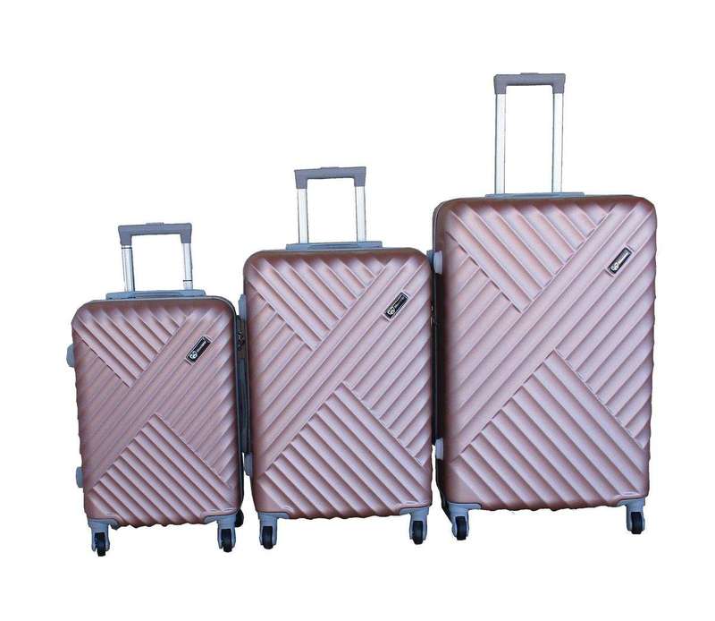 SMTE 3-Piece Travel Luggage Suitcase Bag Set-Stylish, and Convenient - Rose Gold with keychain