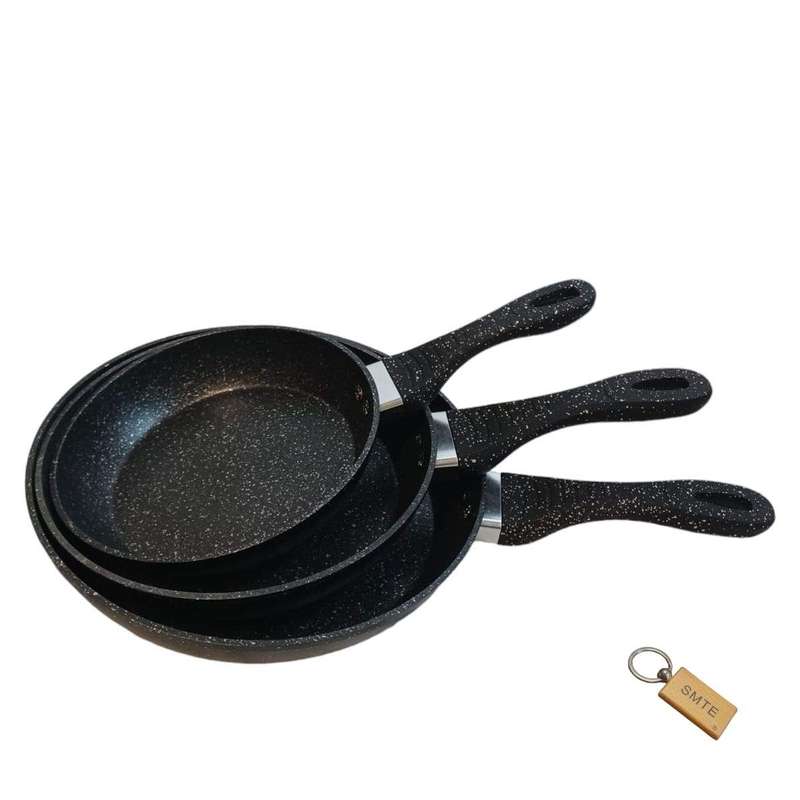 SMTE GraniteMaster:Your Go-To Fry Pan for Effortless Cooking-Black +Smte Keyring with keychain