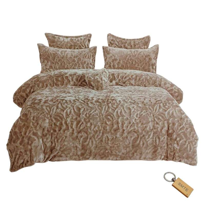 SMTE Fiber Haven - 6-Piece Quilt Cover Set and Keyring - Cream with keychain
