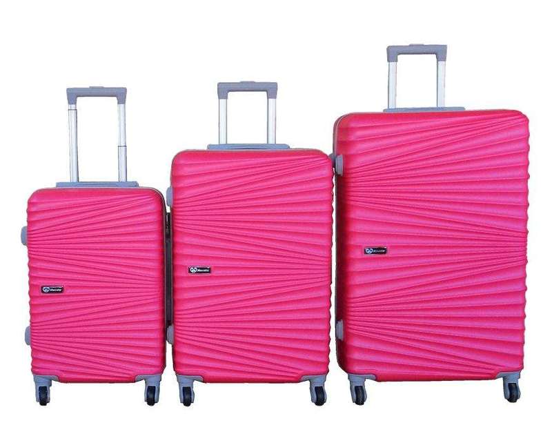 SMTE 3-Piece Travel Luggage Suitcase Bag Set-Stylish & Convenient - Hot Pink with keychain