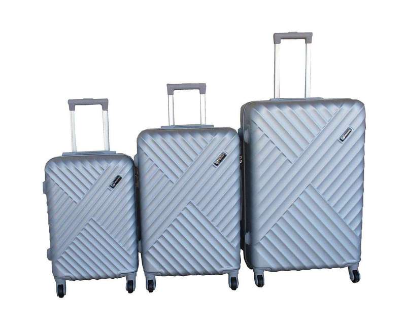 SMTE 3-Piece Travel Luggage Suitcase Bag Set-Stylish, and Convenient - Silver with keychain